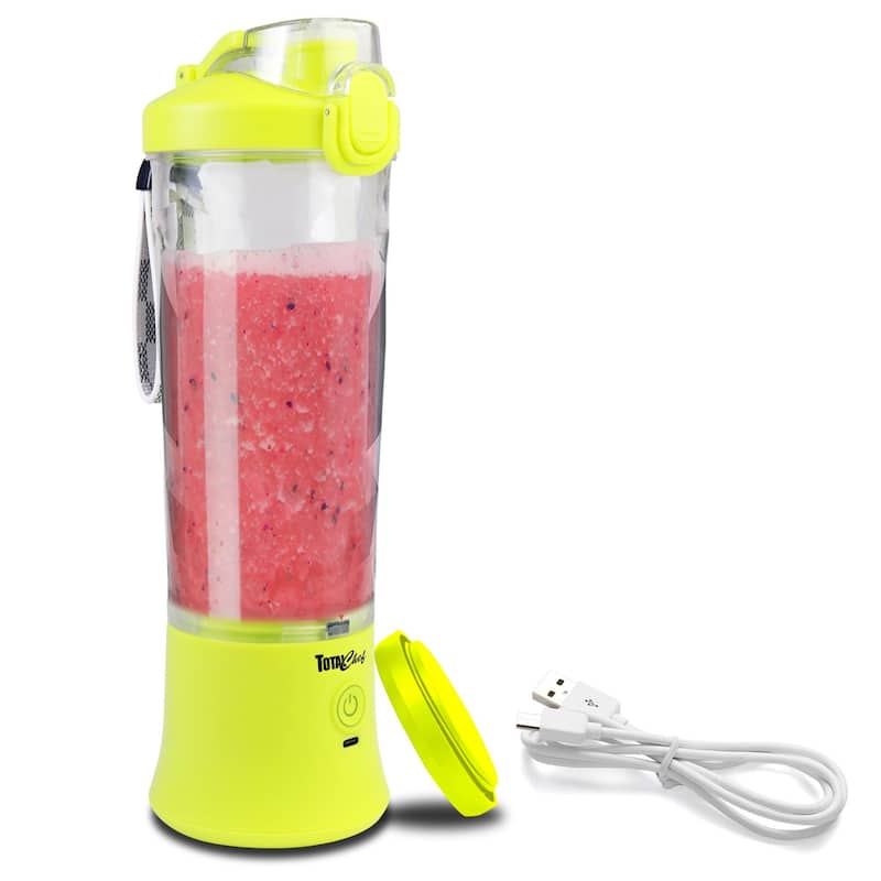 Total Chef Cordless Portable Blender, 20 oz (600 mL) Personal Blender, USB Rechargeable, Neon Green