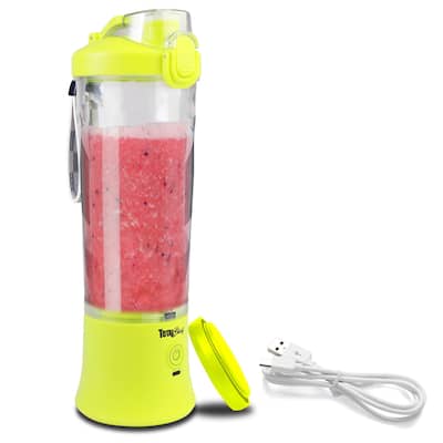 Total Chef Cordless Portable Blender, 20 oz (600 mL) Personal Blender, USB Rechargeable, Neon Green