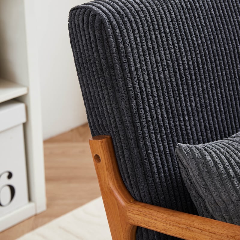 Rustic Side Chair Accent Chair with Wood Legs, Reception Chair Antique Dark Grey Arm Chair Vanity Chair Dressing Chair