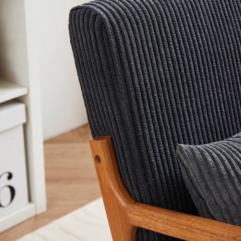 Upholstered Accent Chair Arm Chair with Pillow - Antique Dark Grey