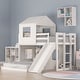 preview thumbnail 26 of 35, Farmhouse Twin Over Full Wooden Playhouse Bunk Bed with Ladder & Slide White - Full