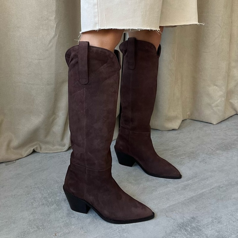 Copenhagen Knee-High Suede Western Boot