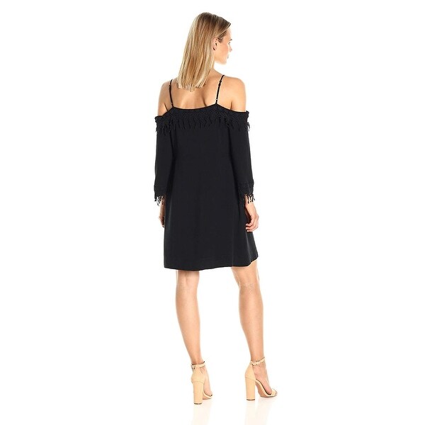 black lace cold shoulder dress