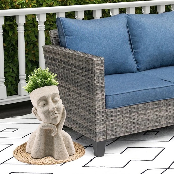 Speckled Beige Thoughtful Bust Head MgO Indoor/ Outdoor