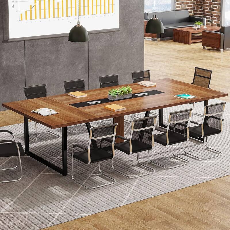 8FT Large Conference Table with Strong Metal Frame for Office Conference