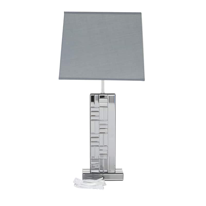 Glass Mirrored Room Table Lamp - Silver - Roche River Decor