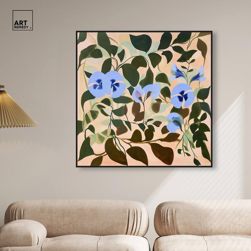 Naive Blue Flowers Canvas by Art Remedy