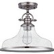 preview thumbnail 2 of 5, Quoizel Grant Brushed Nickel Steel 1-light Semi-Flush Mount