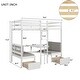 preview thumbnail 20 of 18, White Twin Solid Wood Loft Bed with Desk, Drawers, Guardrails, and Cushions