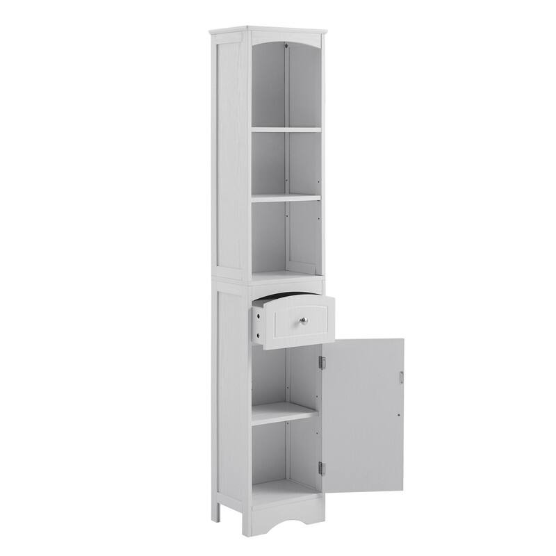 67" Tall Bathroom Organizers and Cabinet, Freestanding Storage Cabinet with Drawer, Door and Adjustable Shelves