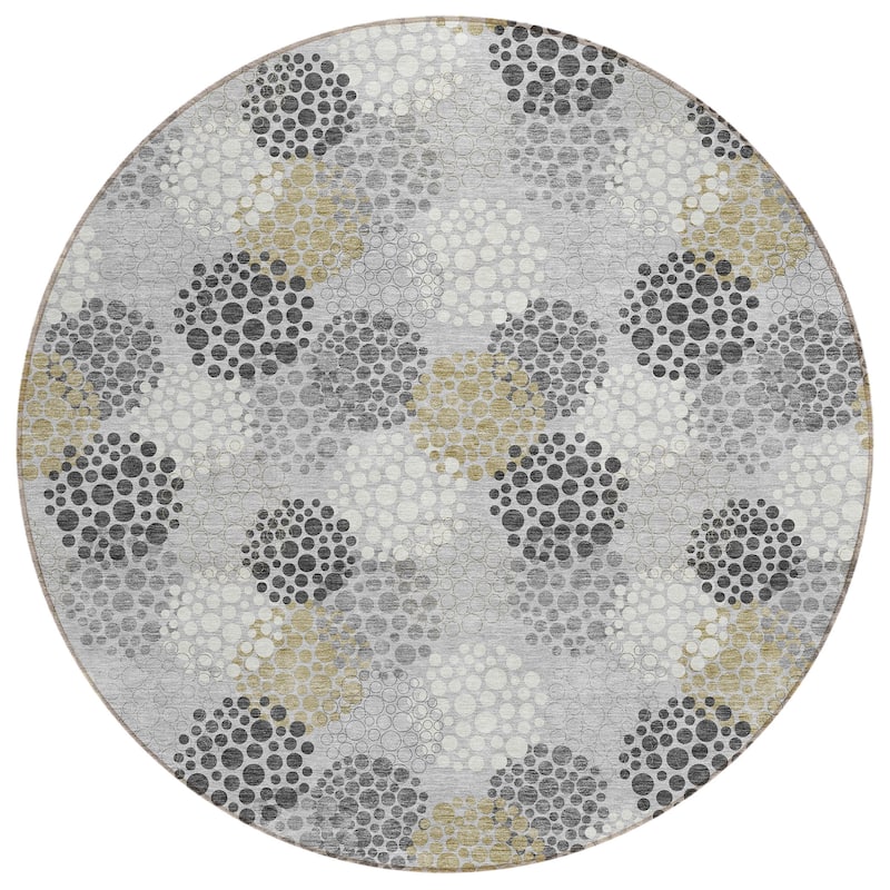 Machine Washable Indoor/ Outdoor Chantille Modern Bubbles Rug