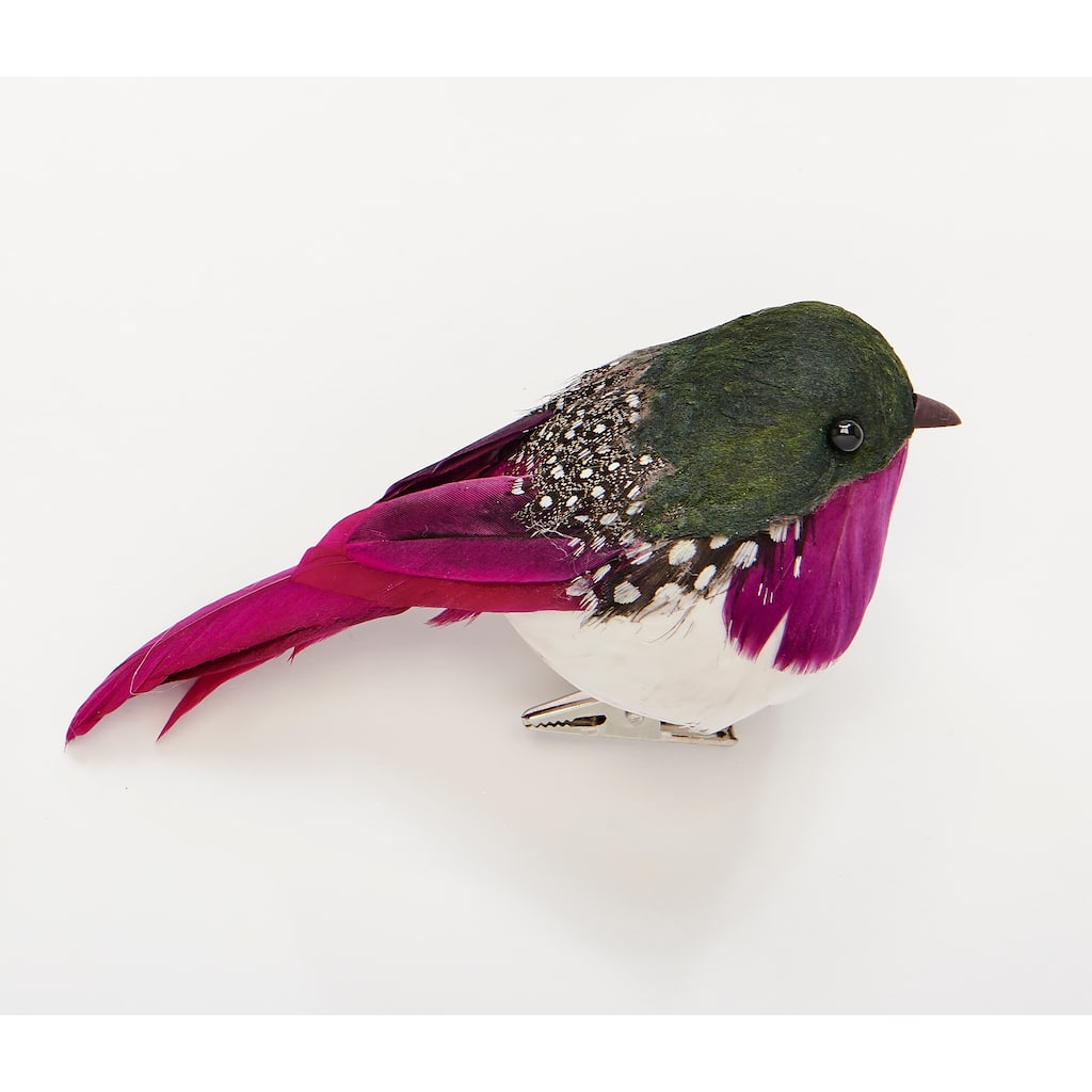 5" Feathered Purple Bird with Metal Clip, Set of 3 - 5