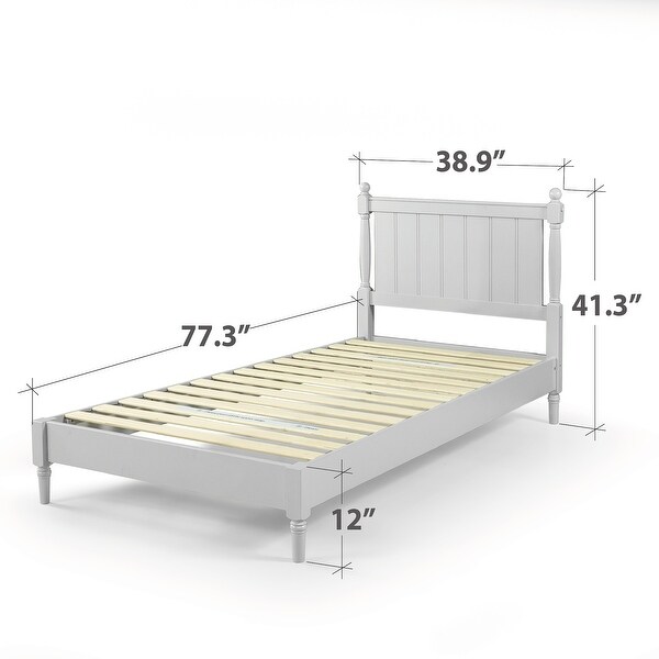 Priage by ZINUS Provence Light Grey Wood Platform Bed - Bed