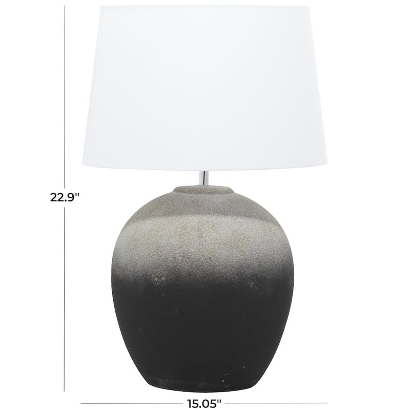 Ceramic Ombre Room Table Lamp with Drum Shade - Black - Roche River Decor