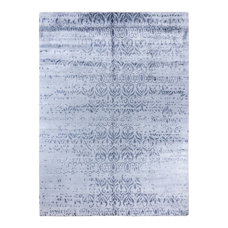 Modern One-of-a-Kind Hand-Knotted Area Rug, Blue - 8' 10" x 12' 0"