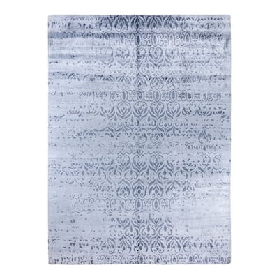 Modern One-of-a-Kind Hand-Knotted Area Rug, Blue - 8' 10" x 12' 0"