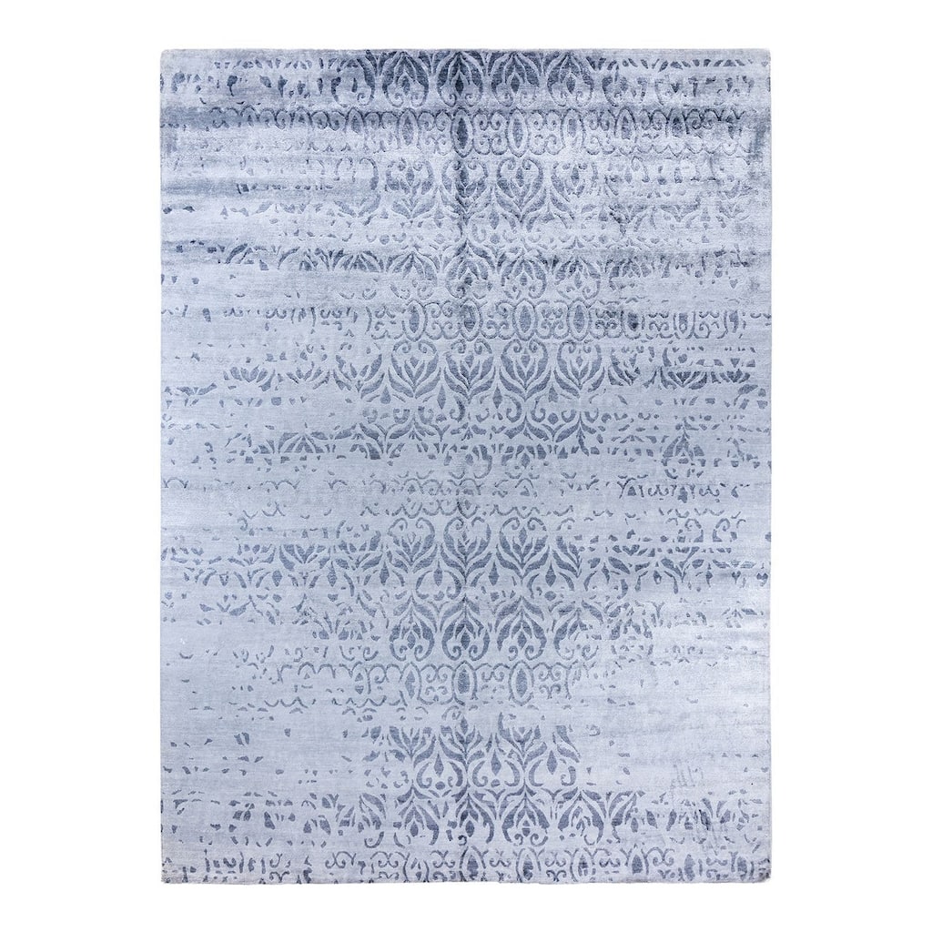 Modern One-of-a-Kind Hand-Knotted Area Rug, Blue - 8' 10" x 12' 0"