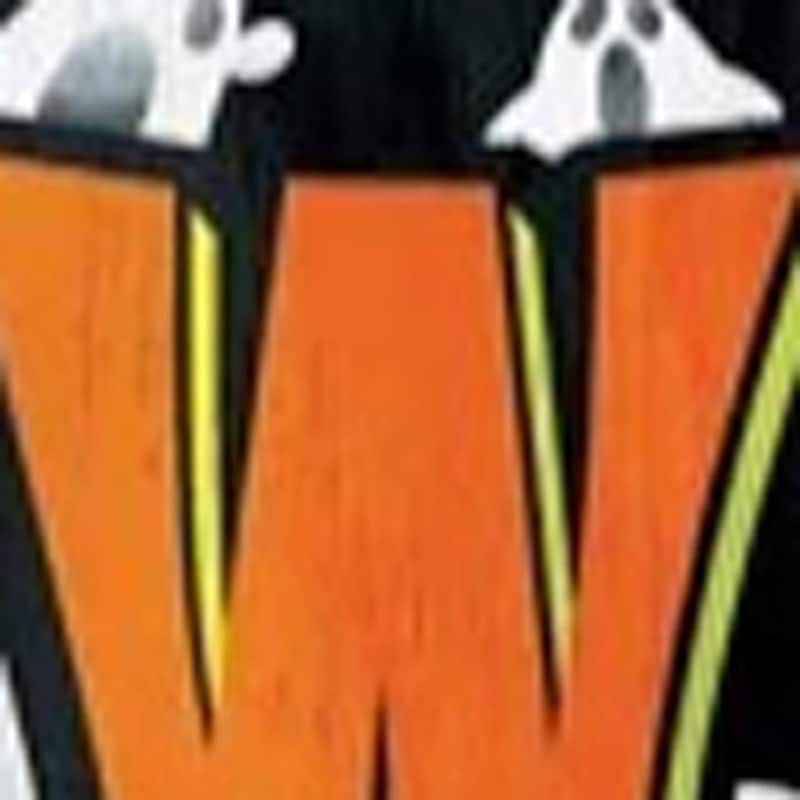 HomeRoots 72" Black And Orange Solid Wood Welcome Halloween Ghost Porch Sign