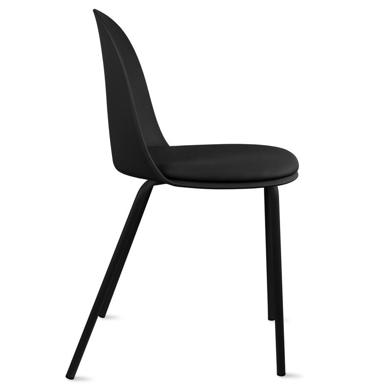 Set of 2 Plastic Dining Chairs Padded Seat Cushion For Kitchen Outdoor Patio Office Waiting Room Breakroom Guest