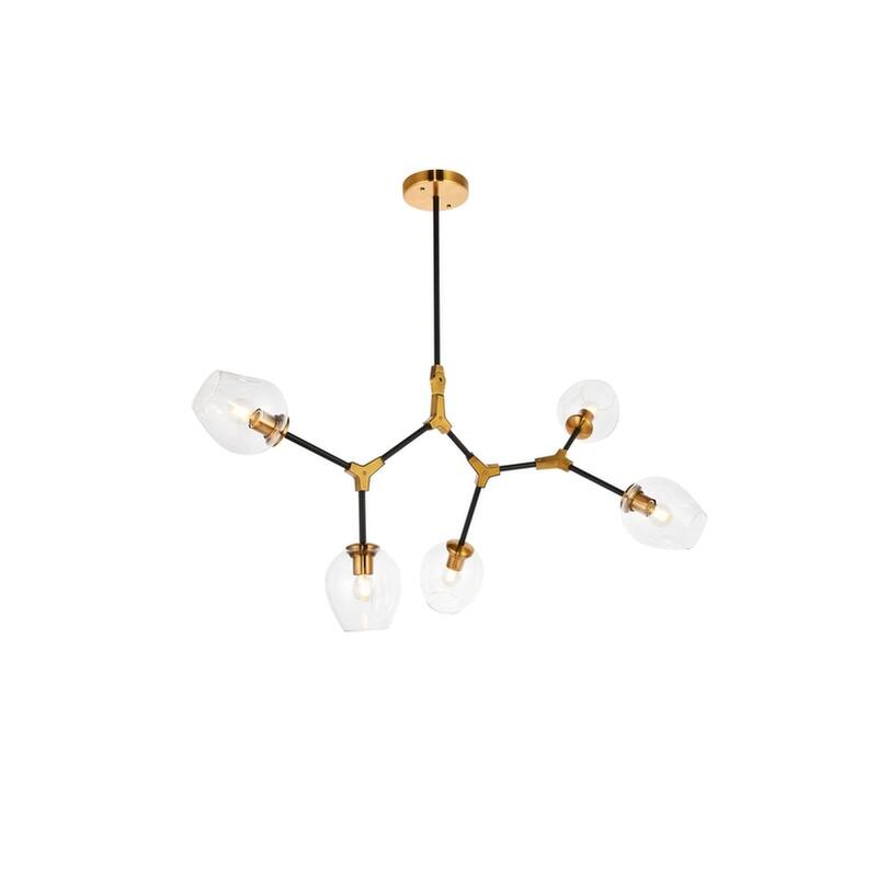 Cavoli 5 light in Light Antique Brass and Flat Black Pendant - Light Antique Brass and Flat Black