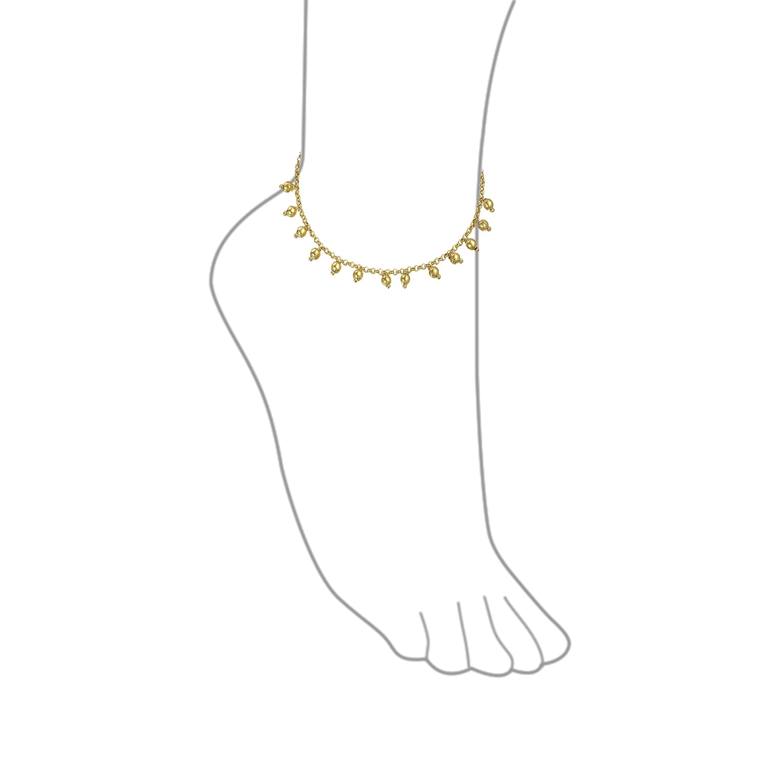 Bling Jewelry Three Multi Lucky Elephant Charm Anklet Ankle Bracelet for Women 18K Gold Plated Brass 9.5Inch