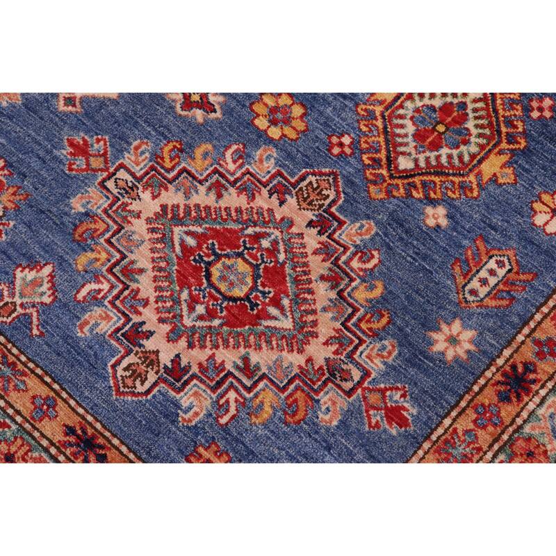 Caucasian Super Kazak Revel Blue/Natural Hand Knotted Wool Rug - 8'8'' x 12'2''