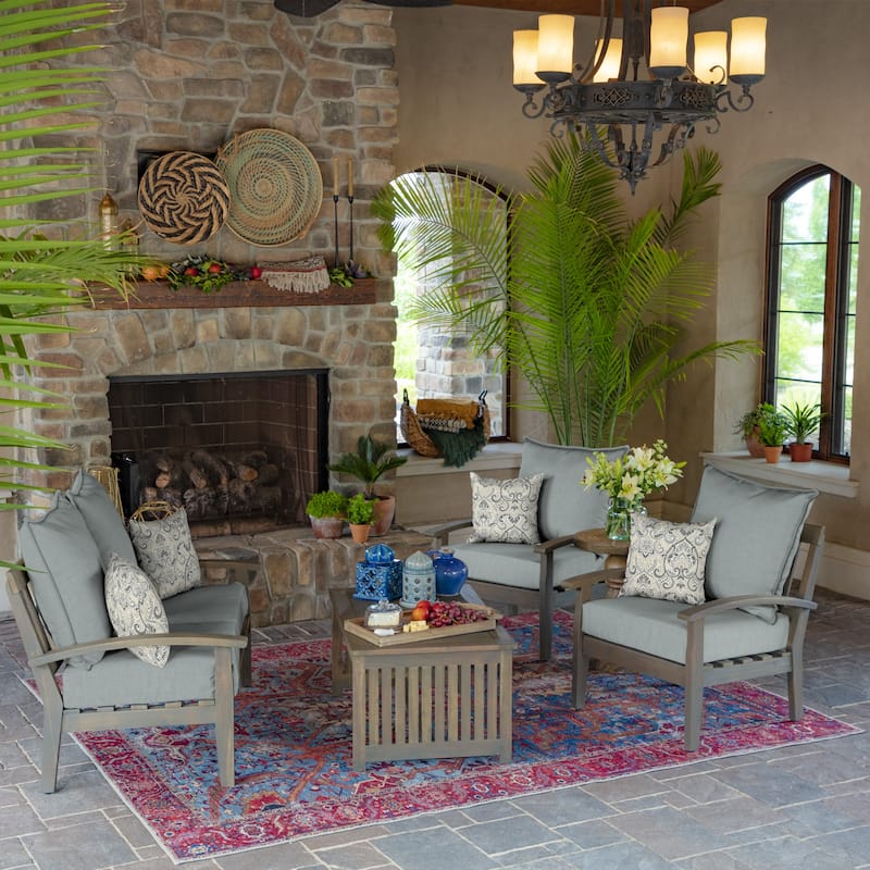 ARDEN Aurora Damask Outdoor 16 x 16 in. Square Pillow