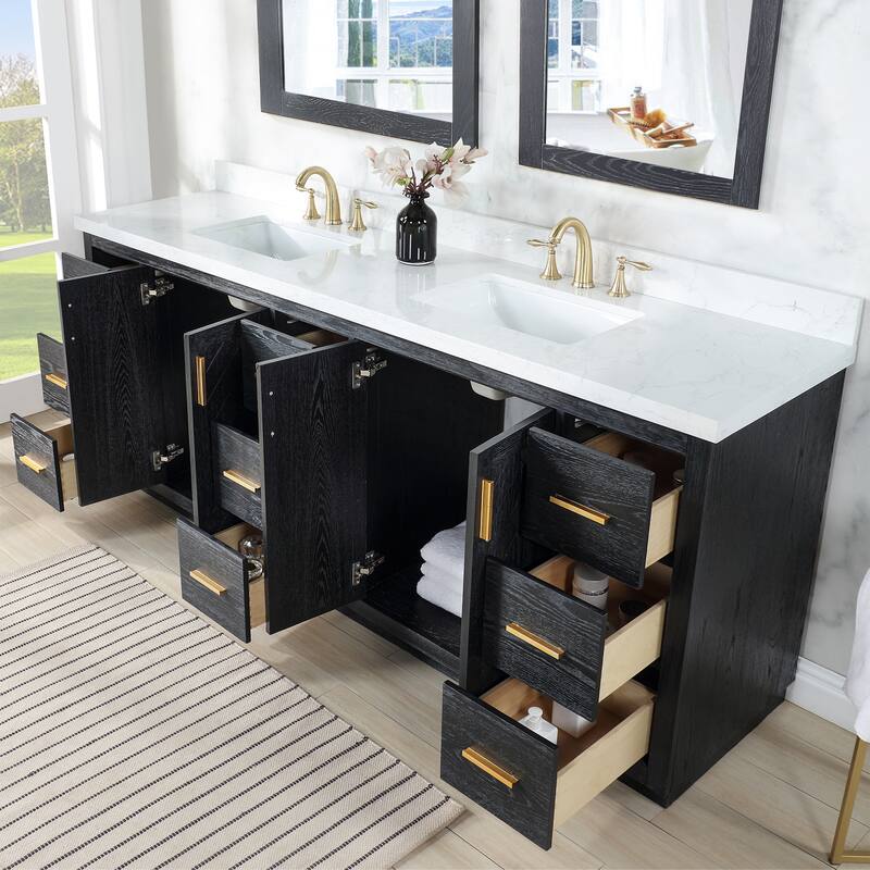 Altair Gazsi Bathroom Vanity with Composite Stone Countertop without Mirror