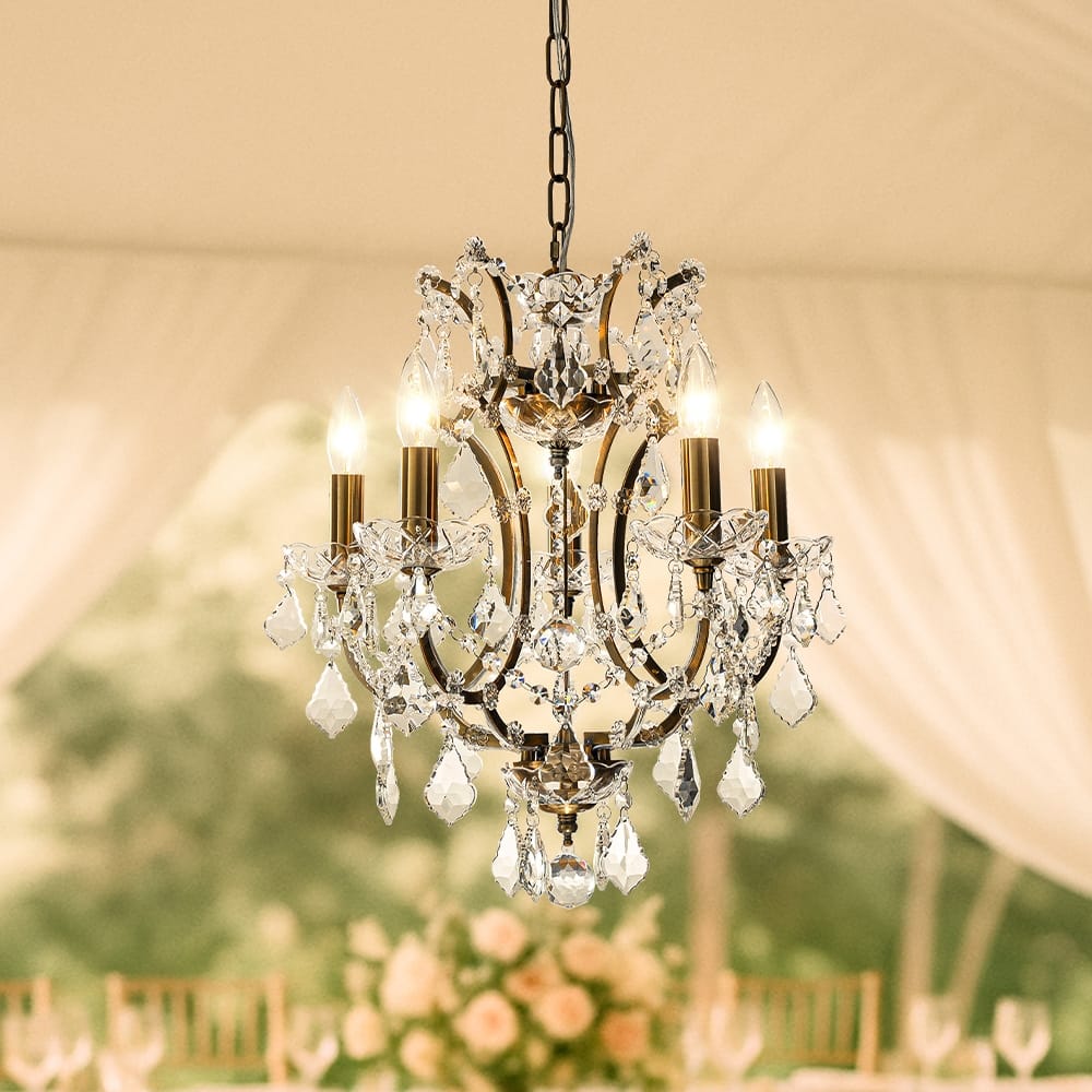 Classic/Traditional Crystal Chandelier Antique Gold Glam Lighting Fixture