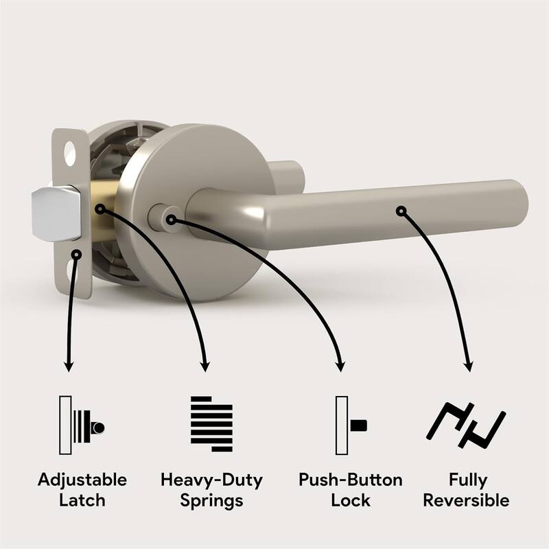 Mega Handles RONN Privacy Flat Lever for Hallway, Closet, and Bathroom I Reversible Keyless Door Lock