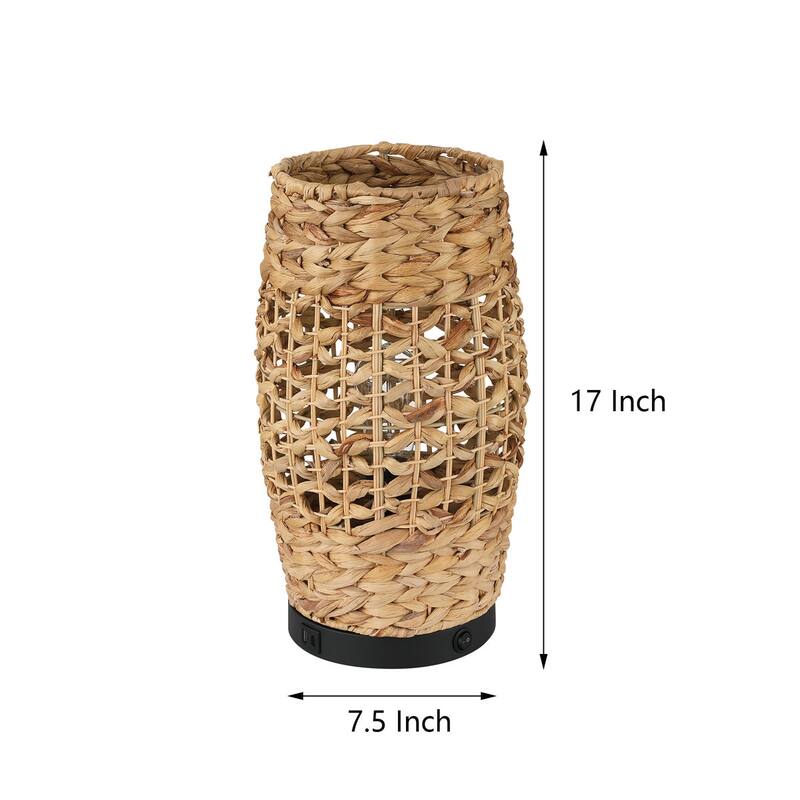 Acroma Rattan Decorative Table Lamp with Black Metal Base
