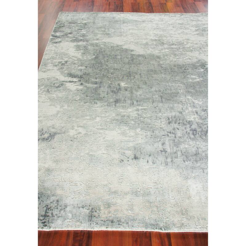 EXQUISITE RUGS Cassina Hand-loomed Bamboo Silk Dark Grey/Grey Area Rug.