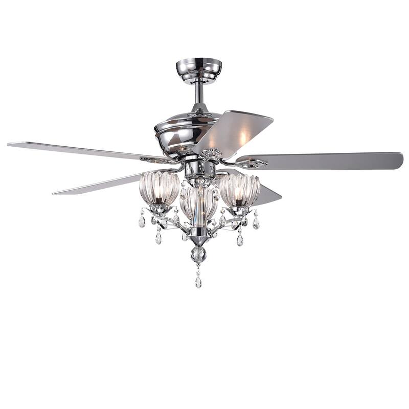 Silver Orchid Laurel 52-inch 3-light Chrome Ceiling Fan