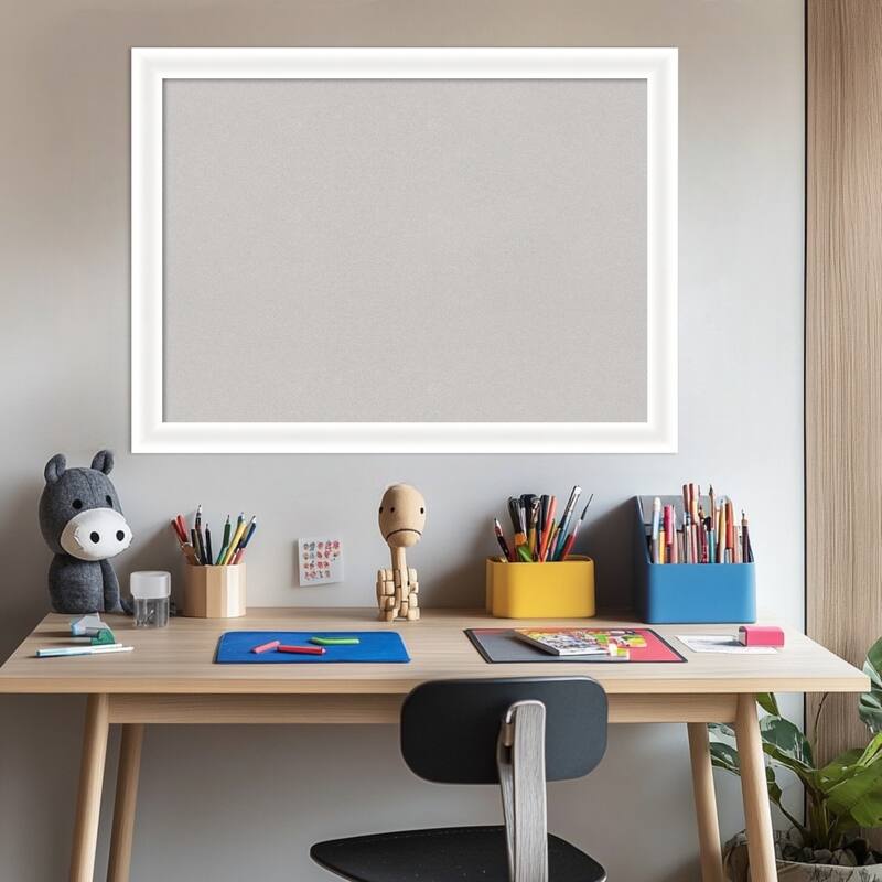 Oliver White Narrow Wood Framed Cork Board - Bulletin Board, Organization Board, Pin Board