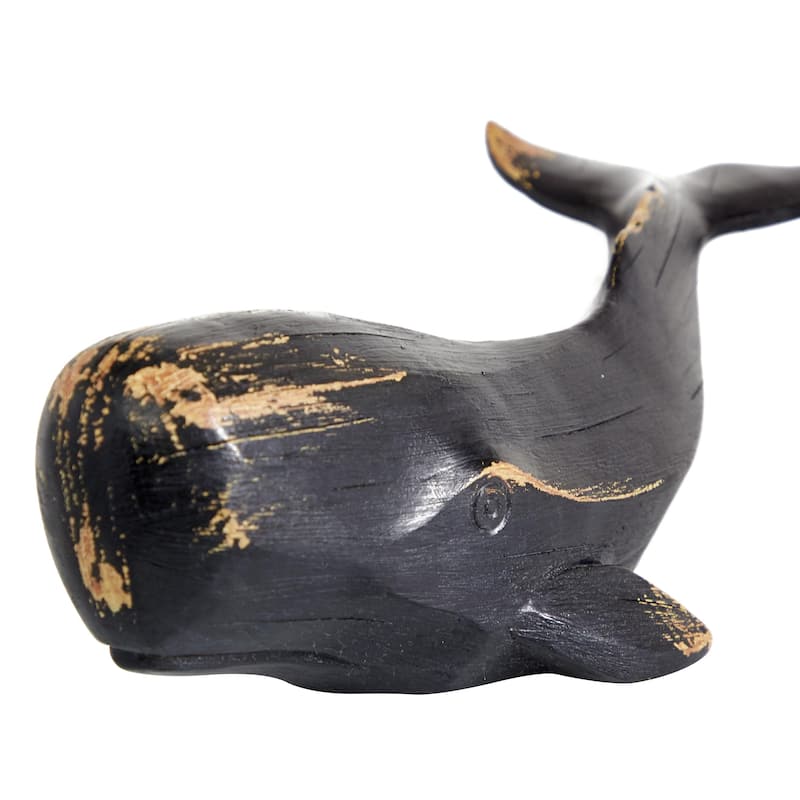 Polystone Whale Handmade Decorative Sculpture - Black - Roche River Decor