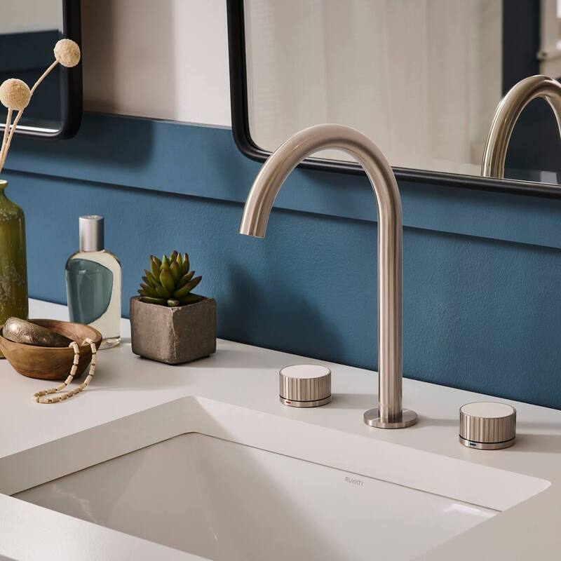 Ruvati Athena Two Handle Stone Marble Inlay Twist Bathroom Faucet in Brushed Nickel - RVF5232BN - 7'6" x 9'6"