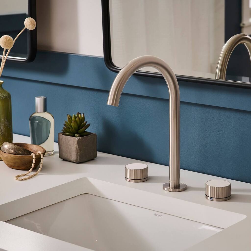 Ruvati Athena Two Handle Stone Marble Inlay Twist Bathroom Faucet in Brushed Nickel - RVF5232BN - 7'6" x 9'6"