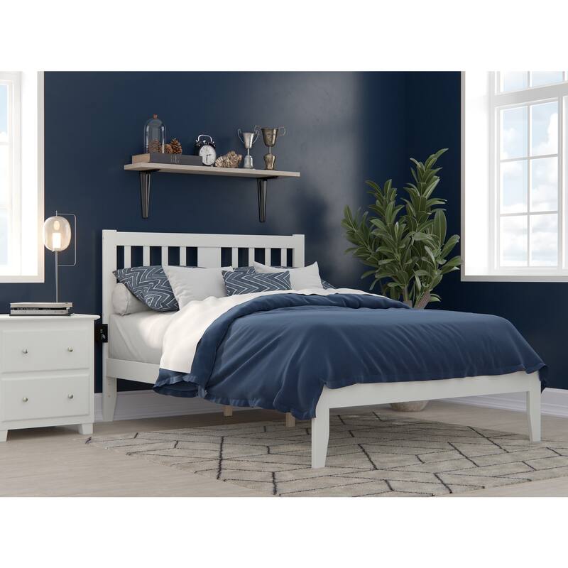 Full Bed with USB Charger & Drawers - Grey Mission Style Solid Wood Platform Bed