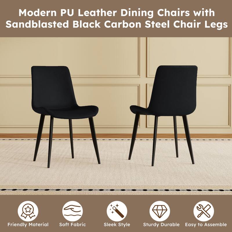 Leather Armless Chair Side Chair Office Chair Coffee Chair Kitchen Chair Lounge Chair Leisure Chair with Metal Legs
