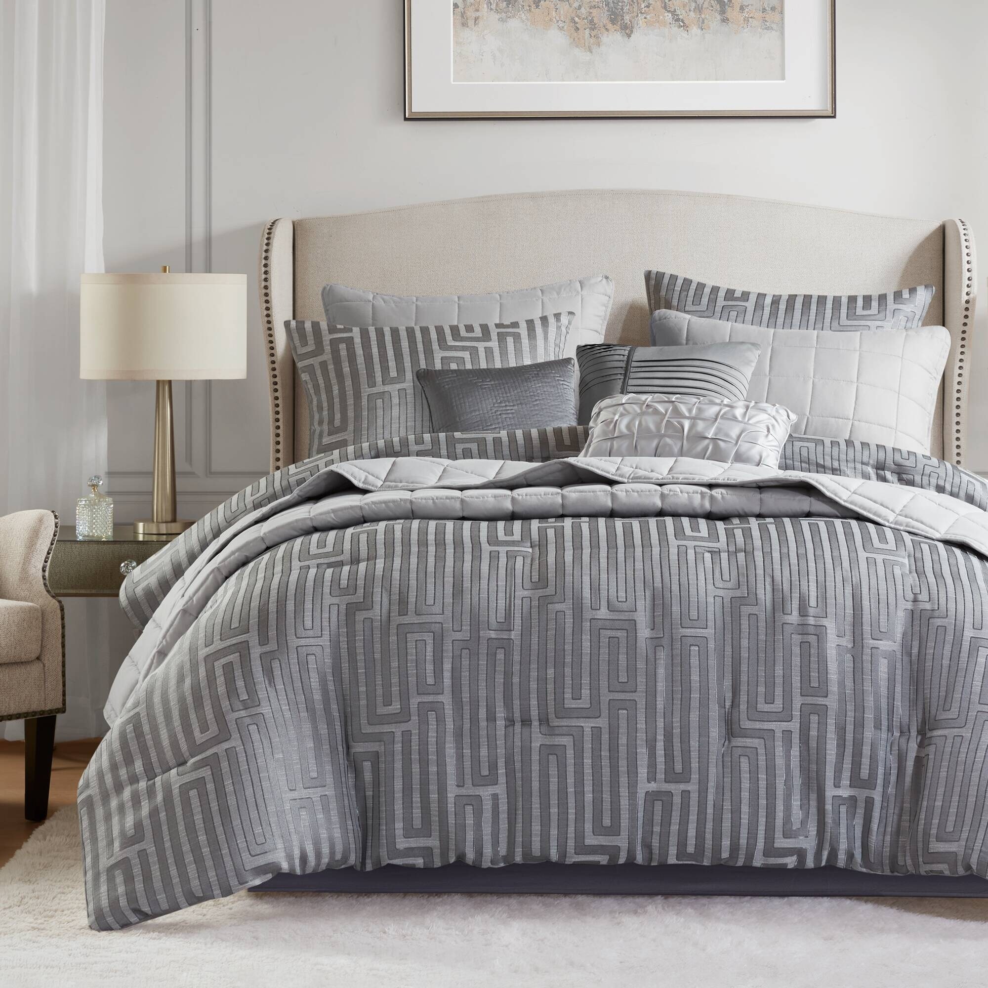 Madison Park Royce 10 Piece Luxury Jacquard Comforter Set