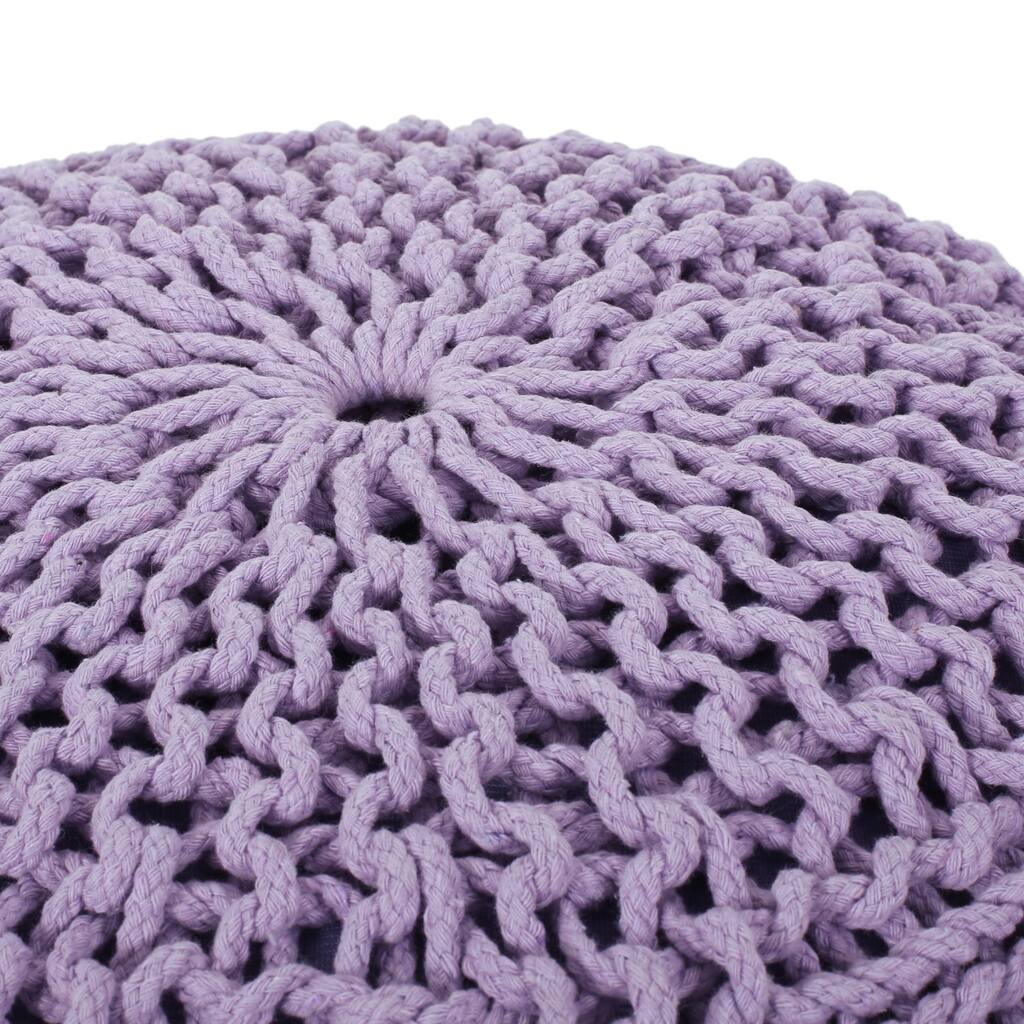 Bordeaux Knitted Cotton Round Pouf