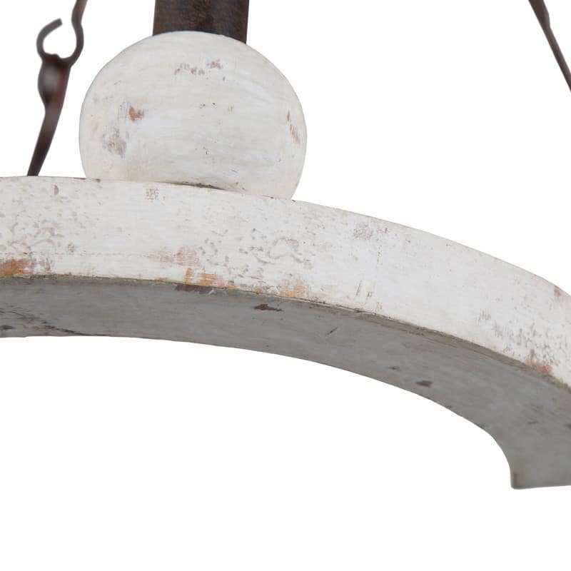 Farmhouse Wood Candle Chandelier 6-Light French Country Wagon Wheel Coastal Dining Room Pendant Light