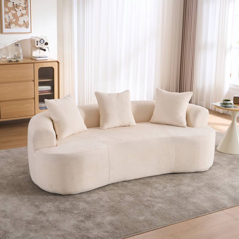 GDFStudio - Crescent-Shaped 67" Chenille Sofa with Self-Inflating Foam and Modular Design