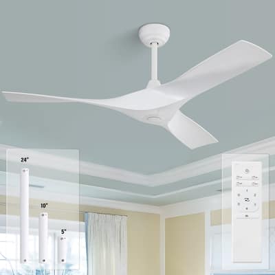 52 inch Modern Ceiling Fan without Lights, 3 Blades, Remote Control, Reversible Airflow - 52 inches