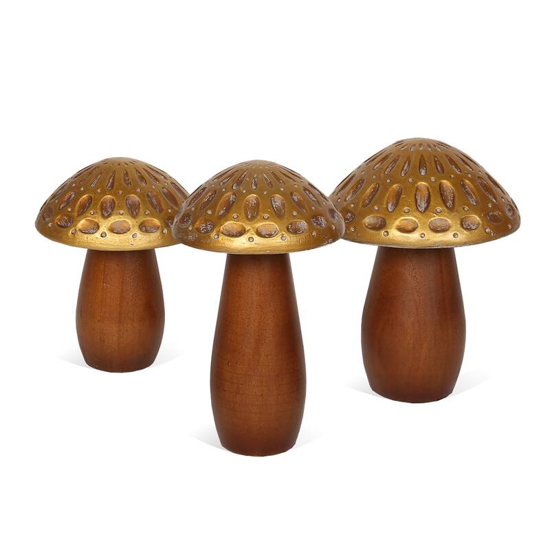 Kaisley Wooden Mushrooms, Set of 3 - Multiple