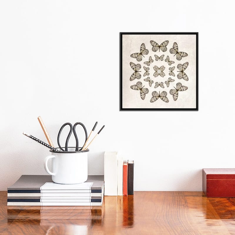 iCanvas "Rice Paper Butterfly Circles" by Alyson Fennell Framed Canvas Print