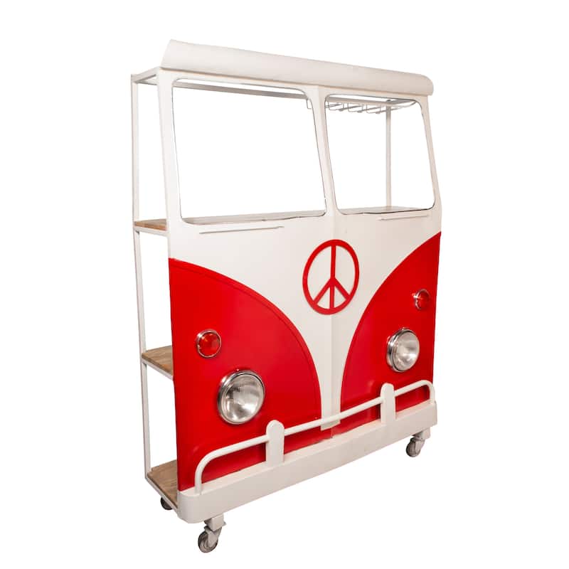 Sagebrook Home Vintage Metal Bus Kombi Bar with Shelves