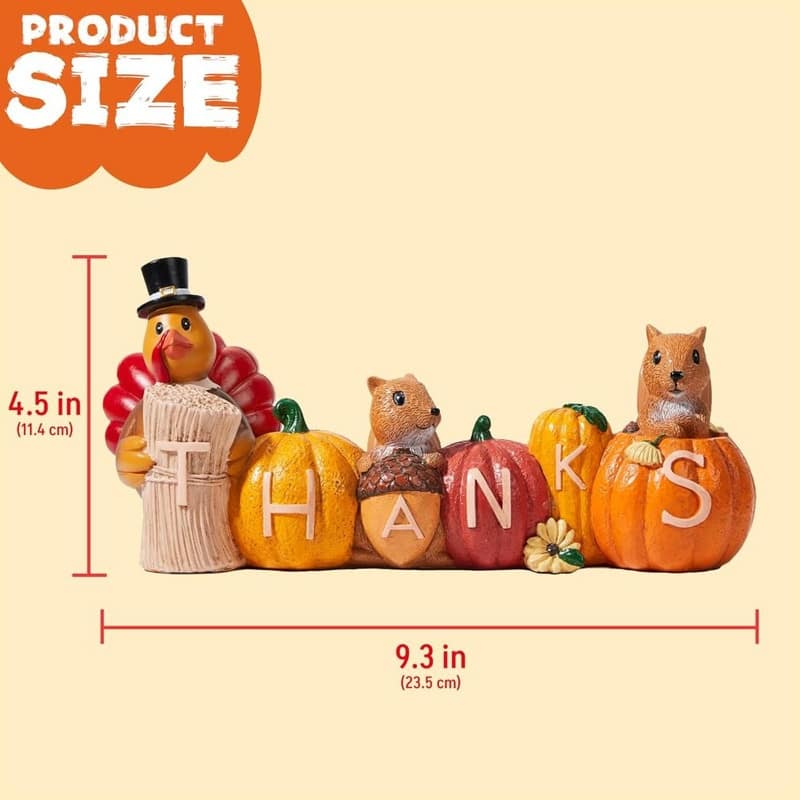 Joyfy Thanksgiving Pumpkin Turkey Figurine Tabletop