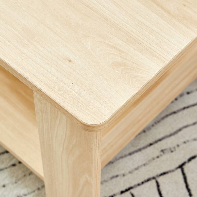 Modern minimalist wood grain double layered coffee table for living room