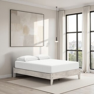 Shawn Queen Size Minimalist Platform Bed, Light Gray Wood, Low Profile ...